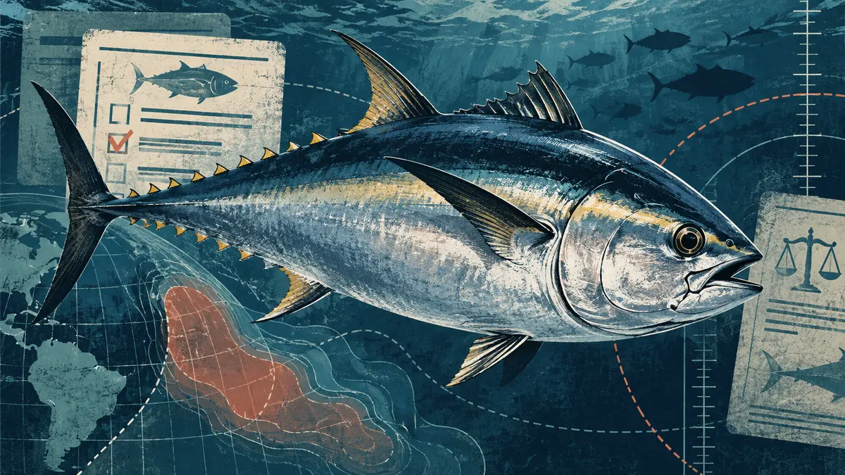 Editorial illustration of offshore wreck structure and tautog against a NY Bight coastal chart with October season-open marker